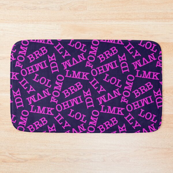 Item preview, SMS Texting Mobile Phone Abbreviations - Hot Pink Writing on Dark Navy Blue designed and sold by piptompatternco.