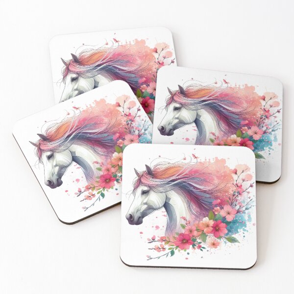 Item preview, A strong and imposing horse adorned with colorful flower leaves designed and sold by Marcoshop10.