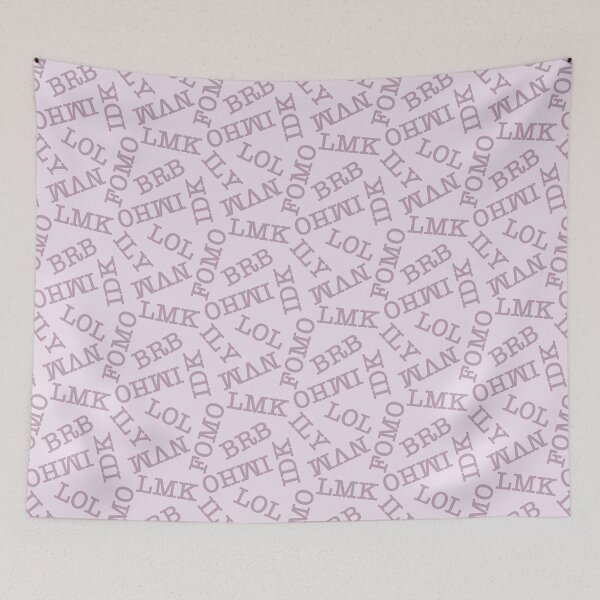 Item preview, SMS Texting Mobile Phone Abbreviations - Dusky Rose Pink Writing on Blush Pink designed and sold by piptompatternco.