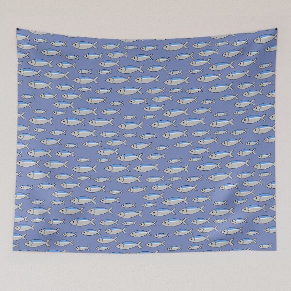Item preview, Blue Fish Pattern - Minimal Ocean-Inspired Seamless Design by Marks of Whimsy designed and sold by Whimsy Creative Studio.