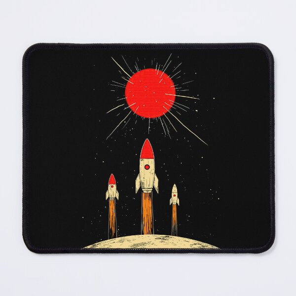 Item preview, Retro Rockets Launching Toward Red Sun designed and sold by Liededrom..