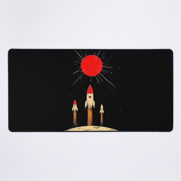 Item preview, Retro Rockets Launching Toward Red Sun designed and sold by Liededrom..