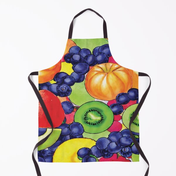 Item preview, Vibrant Tropical Fruit Medley Apron – Colorful Kiwi, Blueberry & Peach Painting Kitchen Wear" designed and sold by vanilla art.