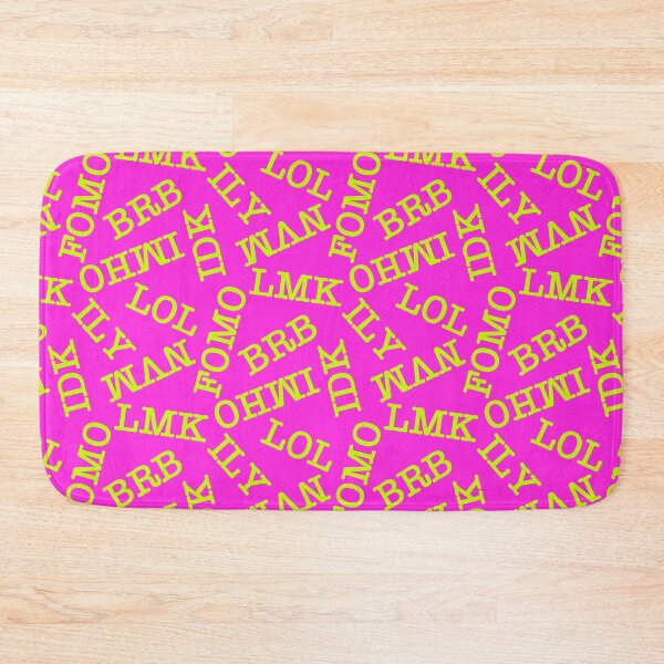 Item preview, SMS Texting Mobile Phone Abbreviations - Fluro Neon Lime Green Writing on Fluro Neon Hot Pink designed and sold by piptompatternco.