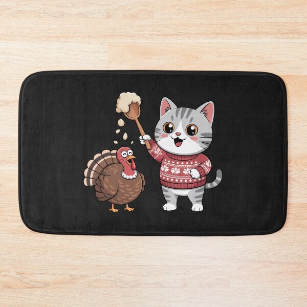 Item preview, Turkey Cat in Cozy Sweater Funny Thanksgiving Kawaii Design designed and sold by ColorSplash123.