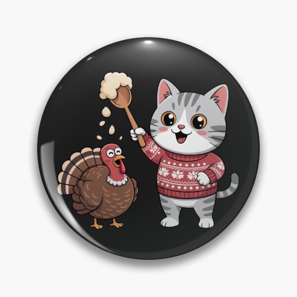 Item preview, Turkey Cat in Cozy Sweater Funny Thanksgiving Kawaii Design designed and sold by ColorSplash123.