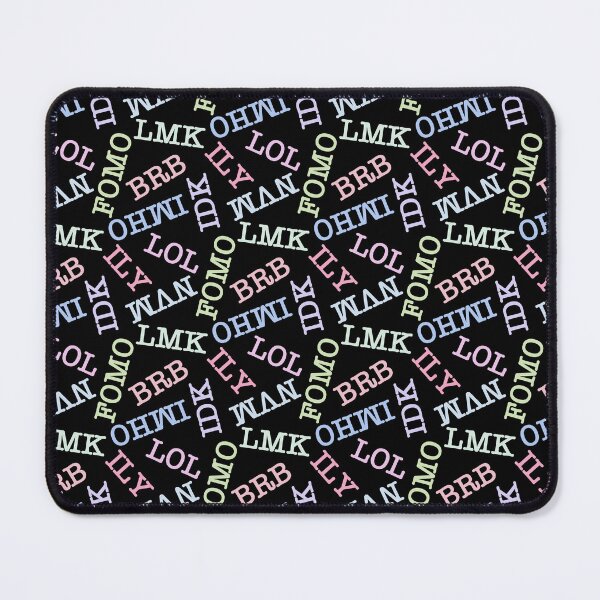Item preview, SMS Texting Mobile Phone Abbreviations - Pastel Rainbow Colored Writing on Black designed and sold by piptompatternco.