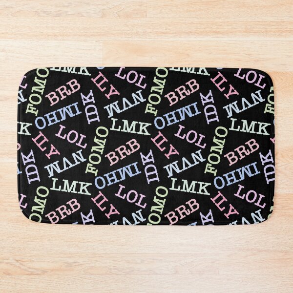Item preview, SMS Texting Mobile Phone Abbreviations - Pastel Rainbow Colored Writing on Black designed and sold by piptompatternco.