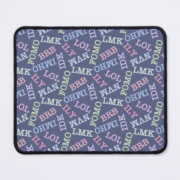 Item preview, SMS Texting Mobile Phone Abbreviations - Pastel Rainbow Colored Writing on Dark Denim Blue designed and sold by piptompatternco.