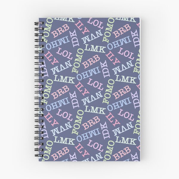 Item preview, SMS Texting Mobile Phone Abbreviations - Pastel Rainbow Colored Writing on Dark Denim Blue designed and sold by piptompatternco.