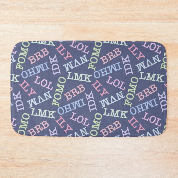 Item preview, SMS Texting Mobile Phone Abbreviations - Pastel Rainbow Colored Writing on Dark Denim Blue designed and sold by piptompatternco.
