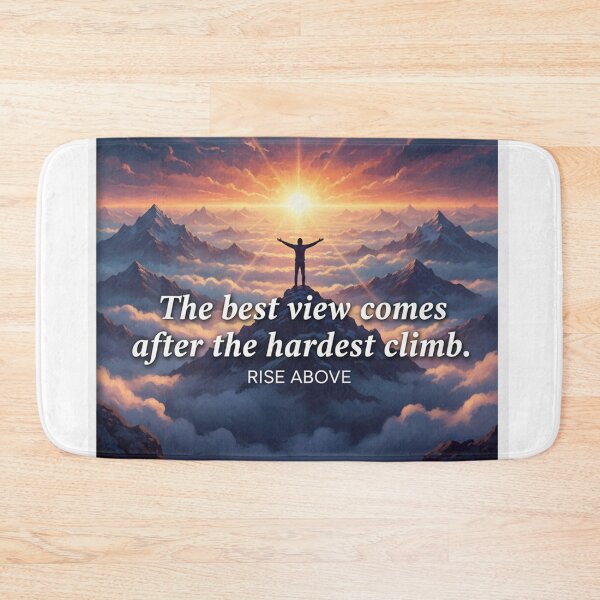Item preview, Epic Triumph: "Best View After Hardest Climb" Motivational Mountain Sunset Art designed and sold by Jayara [Born To Reign].