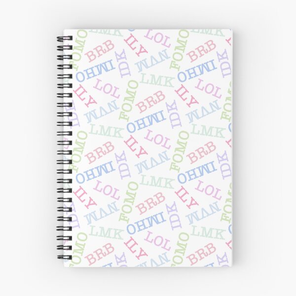 Item preview, SMS Texting Mobile Phone Abbreviations - Pastel Rainbow Colored Writing on White designed and sold by piptompatternco.