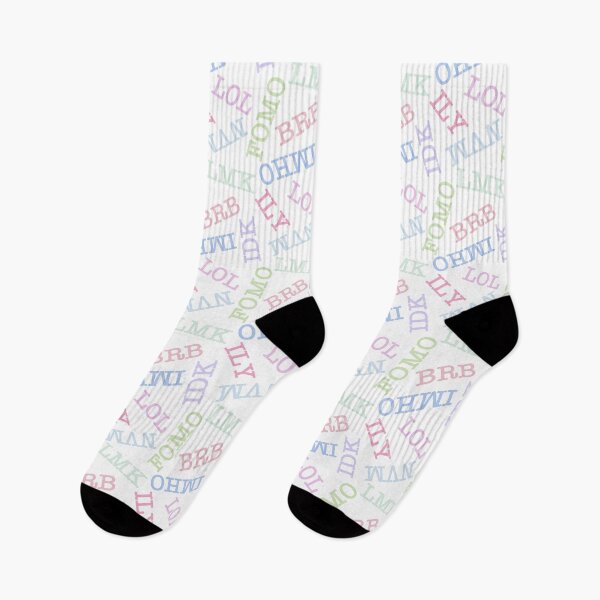 Item preview, SMS Texting Mobile Phone Abbreviations - Pastel Rainbow Colored Writing on White designed and sold by piptompatternco.