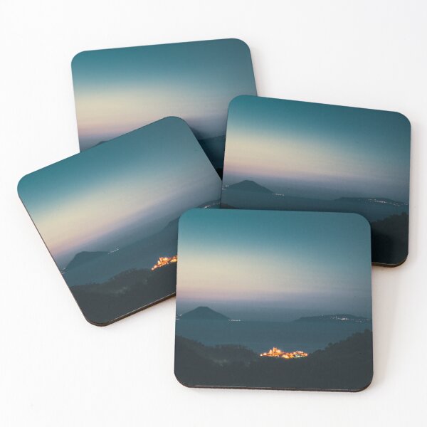 Item preview, Golden Glow: Hilltop Village Lights at Deep Twilight designed and sold by MDB_Shop.