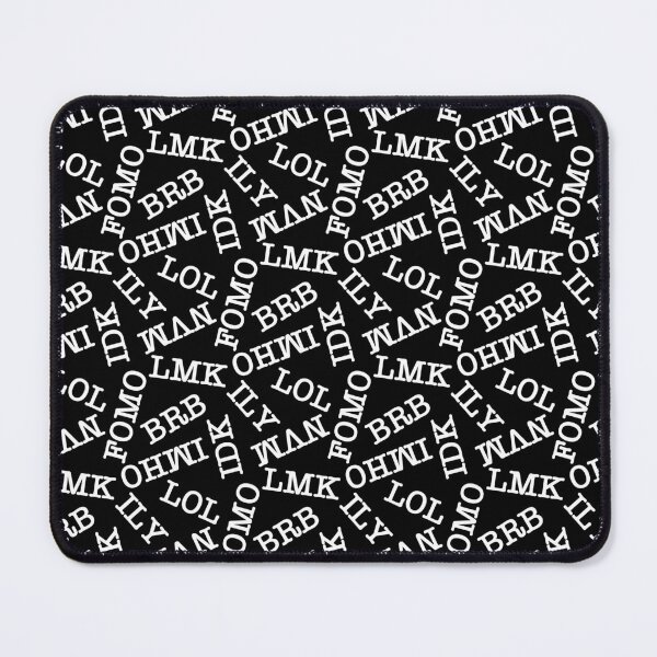 Item preview, SMS Texting Mobile Phone Abbreviations - White Writing on Black designed and sold by piptompatternco.