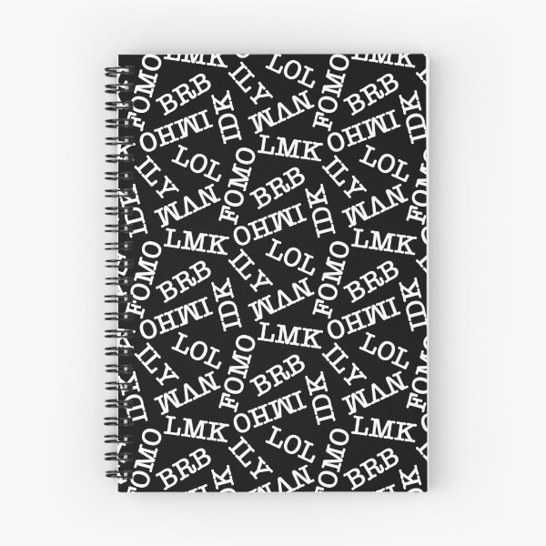 Item preview, SMS Texting Mobile Phone Abbreviations - White Writing on Black designed and sold by piptompatternco.