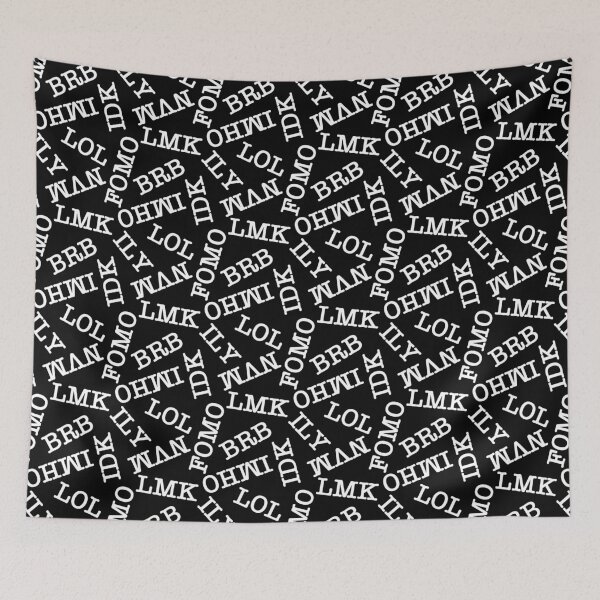 Item preview, SMS Texting Mobile Phone Abbreviations - White Writing on Black designed and sold by piptompatternco.