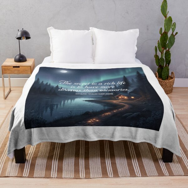 Item preview, Aurora Dreams: "Rich Life is More Dreams Than Memories" Cozy Night Sky Cabin Art designed and sold by Jayara [Born To Reign].