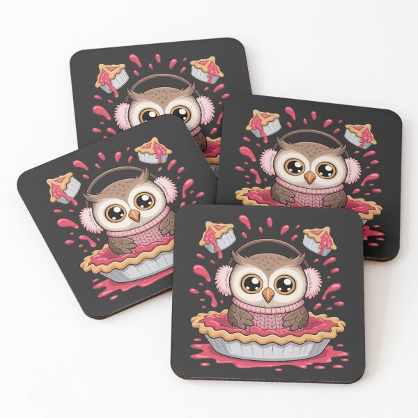 Item preview, Owl Caught in Food Chaos Funny Thanksgiving Kawaii Design designed and sold by ColorSplash123.