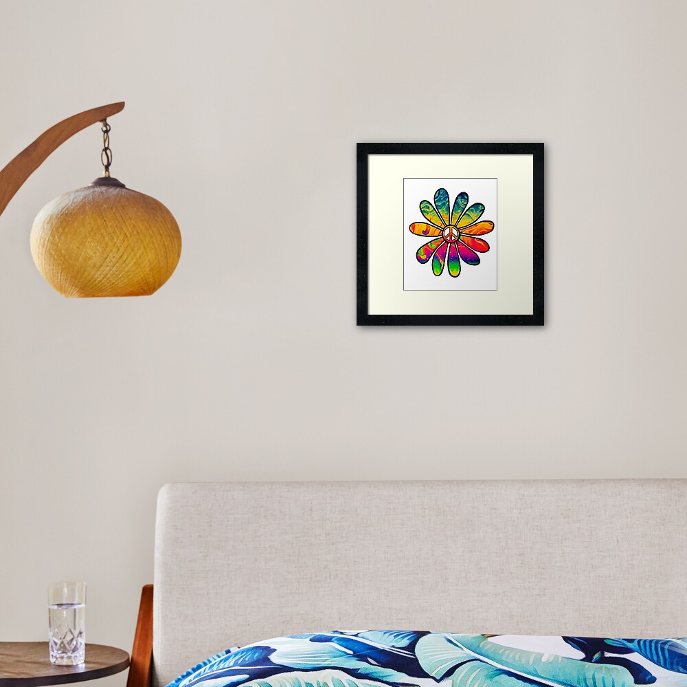 Hippie Trippy Flower Power Peace Sign Psychedelic Framed Art Print For Sale By Swigalicious