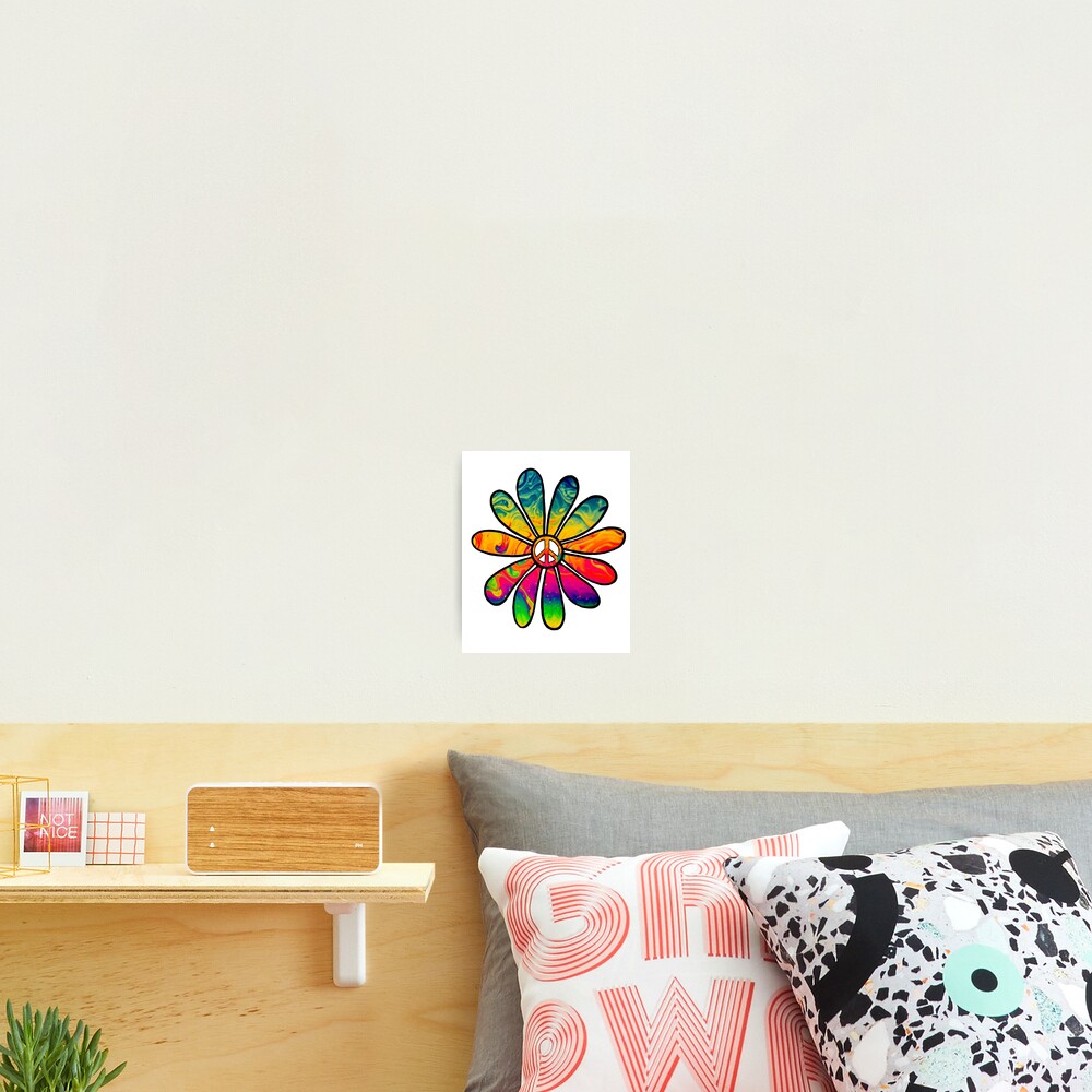 Hippie Trippy Flower Power Peace Sign Psychedelic Photographic Print For Sale By Swigalicious