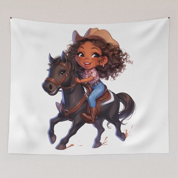 Item preview, Cowgirl Black Girl Chibi Adventure designed and sold by Lulunza.