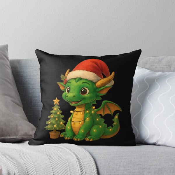 Item preview, Dragon Christmas Hand-Drawn Style with Santa Hat and Christmas Tree designed and sold by Agnes-Creative.