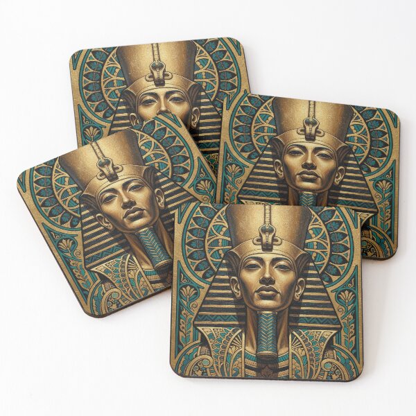 Item preview, Pharaoh Akhenaten Bust | Egyptian Revival Art Deco Nouveau | Luxury Gallery Art Print designed and sold by Vintage Poster Gallery.