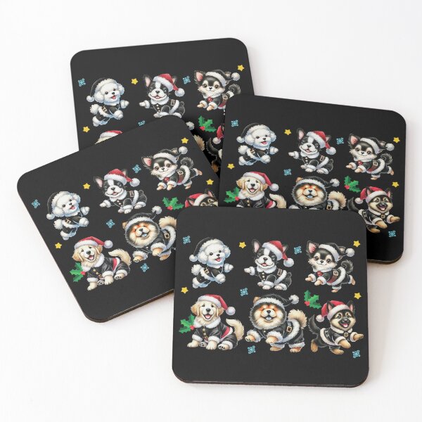 Item preview, Cute Christmas Puppies in Black Santa Suits designed and sold by Walkcircle.