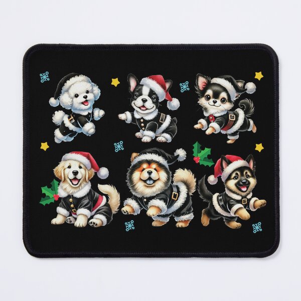 Item preview, Cute Christmas Puppies in Black Santa Suits designed and sold by Walkcircle.