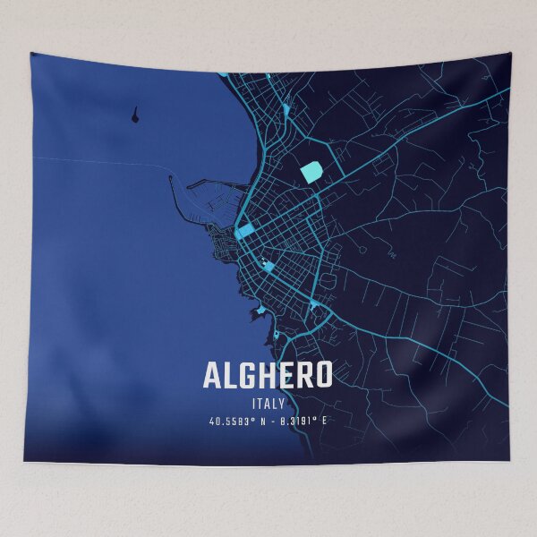 Item preview, Alghero Midnight City Map designed and sold by HomeLivingCo.
