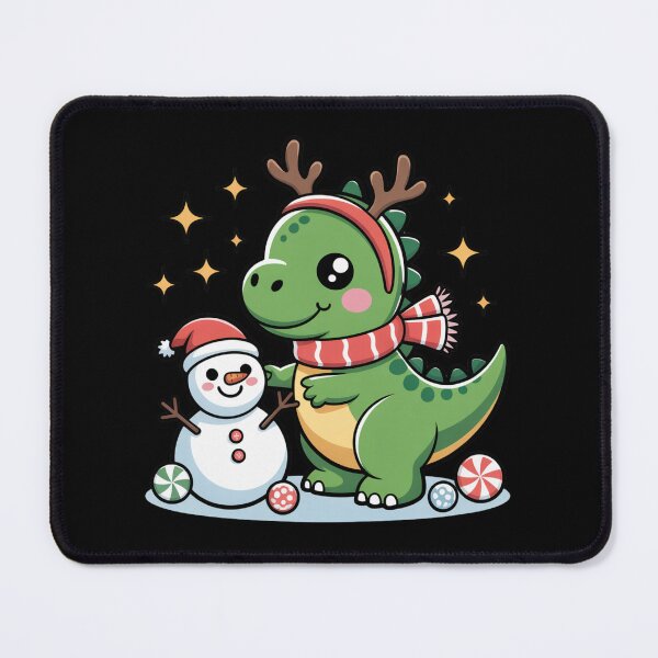 Item preview, Dinosaur Snow Fun Cute Christmas Kawaii Chibi Art designed and sold by ColorSplash123.