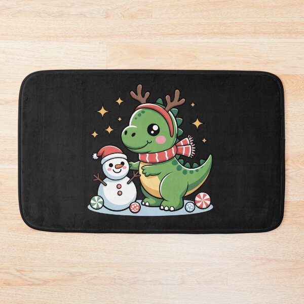 Item preview, Dinosaur Snow Fun Cute Christmas Kawaii Chibi Art designed and sold by ColorSplash123.