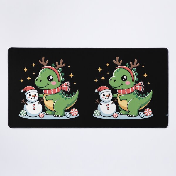 Item preview, Dinosaur Snow Fun Cute Christmas Kawaii Chibi Art designed and sold by ColorSplash123.