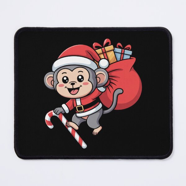 Item preview, Monkey with Santa Sack Funny Christmas Kawaii Chibi Art designed and sold by ColorSplash123.