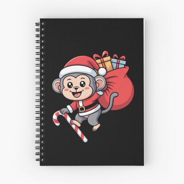 Item preview, Monkey with Santa Sack Funny Christmas Kawaii Chibi Art designed and sold by ColorSplash123.