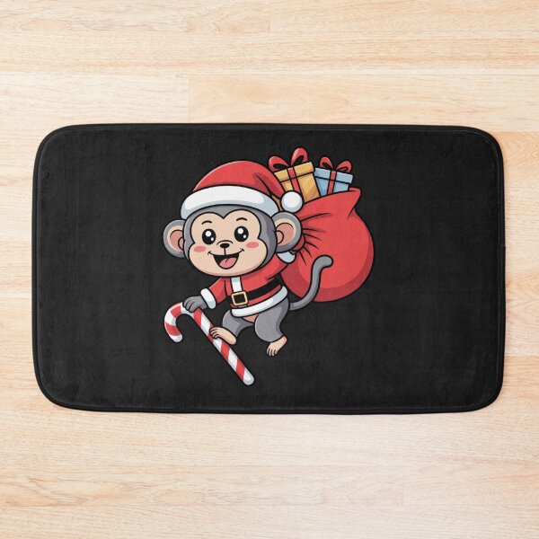Item preview, Monkey with Santa Sack Funny Christmas Kawaii Chibi Art designed and sold by ColorSplash123.