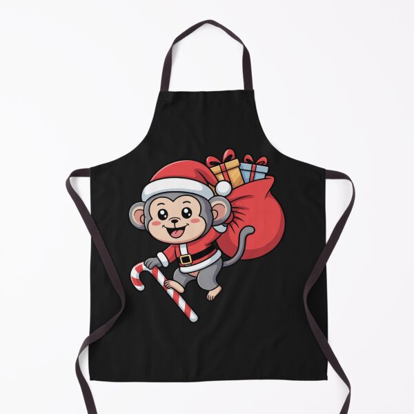 Item preview, Monkey with Santa Sack Funny Christmas Kawaii Chibi Art designed and sold by ColorSplash123.