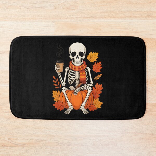 Item preview, Cozy skeleton with coffee – Autumn & Halloween design designed and sold by zazastore.