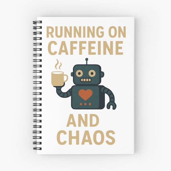 Item preview, Running on Caffeine and Chaos Funny Robot Design. designed and sold by The-T-In-Retro.