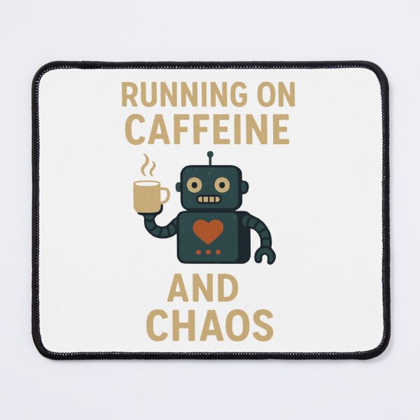 Item preview, Running on Caffeine and Chaos Funny Robot Design. designed and sold by The-T-In-Retro.