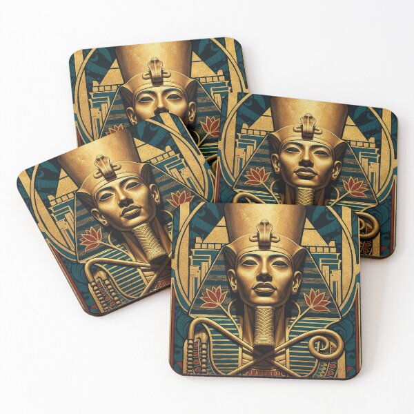 Item preview, Golden Pharaoh | Akhenaten Pharaoh Bust | Egyptian Revival Art Deco Nouveau Style | Luxury Gallery Art Print designed and sold by Vintage Poster Gallery.