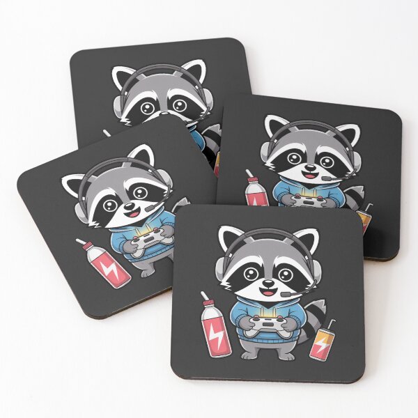 Item preview, Raccoon Gamer Energy Cool Kawaii Chibi Gaming Art designed and sold by ColorSplash123.