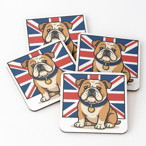 Item preview, British Bulldog Cartoon with Union Jack Background. designed and sold by The-T-In-Retro.