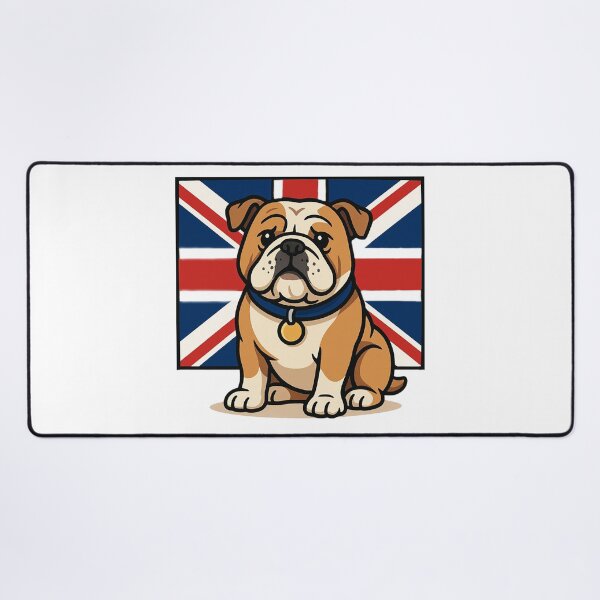 Item preview, British Bulldog Cartoon with Union Jack Background. designed and sold by The-T-In-Retro.