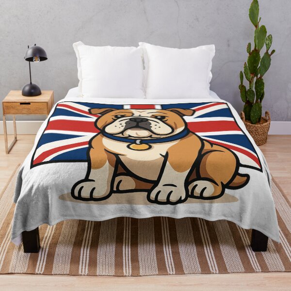 Item preview, British Bulldog Cartoon with Union Jack Background. designed and sold by The-T-In-Retro.
