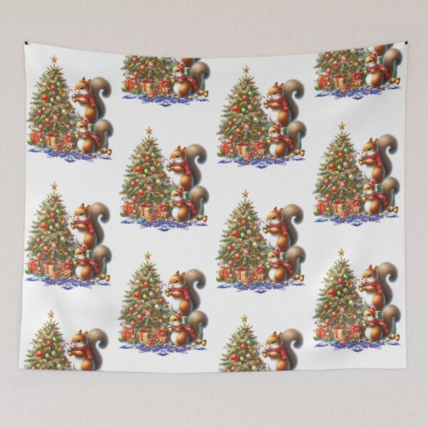 Item preview, Cute christmas squirrels decorating the christmas tree designed and sold by LoneAngel.