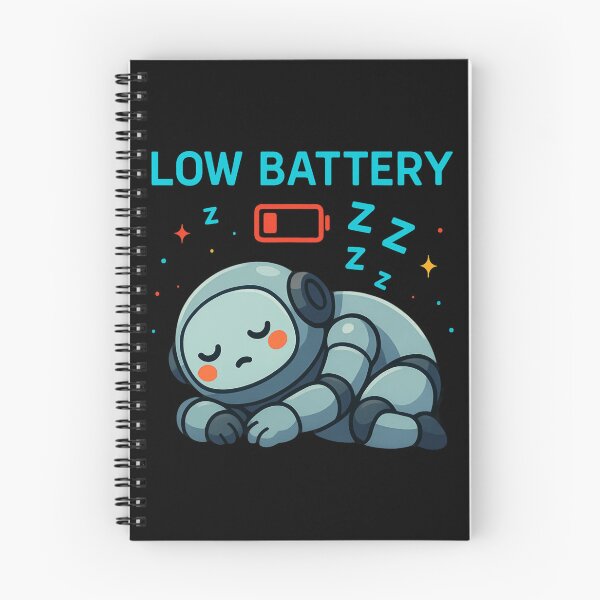 Item preview, Cute Sleeping Robot with Low Battery Cartoon Design. designed and sold by The-T-In-Retro.