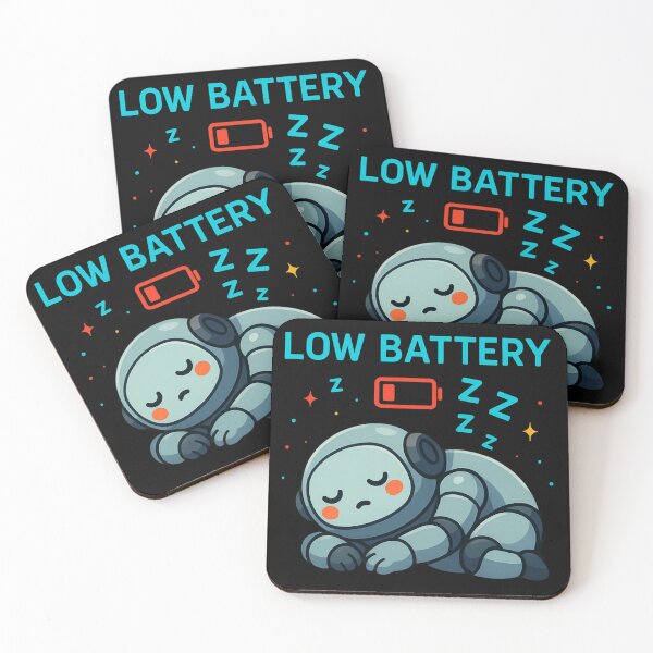 Item preview, Cute Sleeping Robot with Low Battery Cartoon Design. designed and sold by The-T-In-Retro.